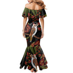 Australia Indigenous Christmas Family Matching Mermaid Dress and Hawaiian Shirt Kookaburra Aboriginal