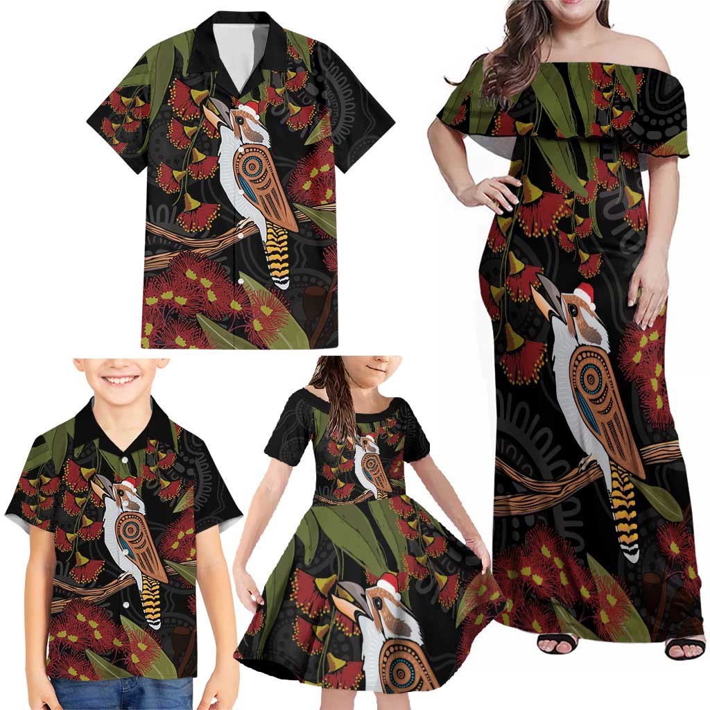 Australia Indigenous Christmas Family Matching Off Shoulder Maxi Dress and Hawaiian Shirt Kookaburra Aboriginal