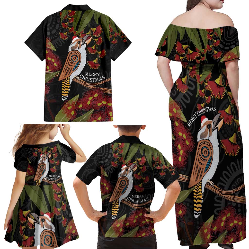Australia Indigenous Christmas Family Matching Off Shoulder Maxi Dress and Hawaiian Shirt Kookaburra Aboriginal