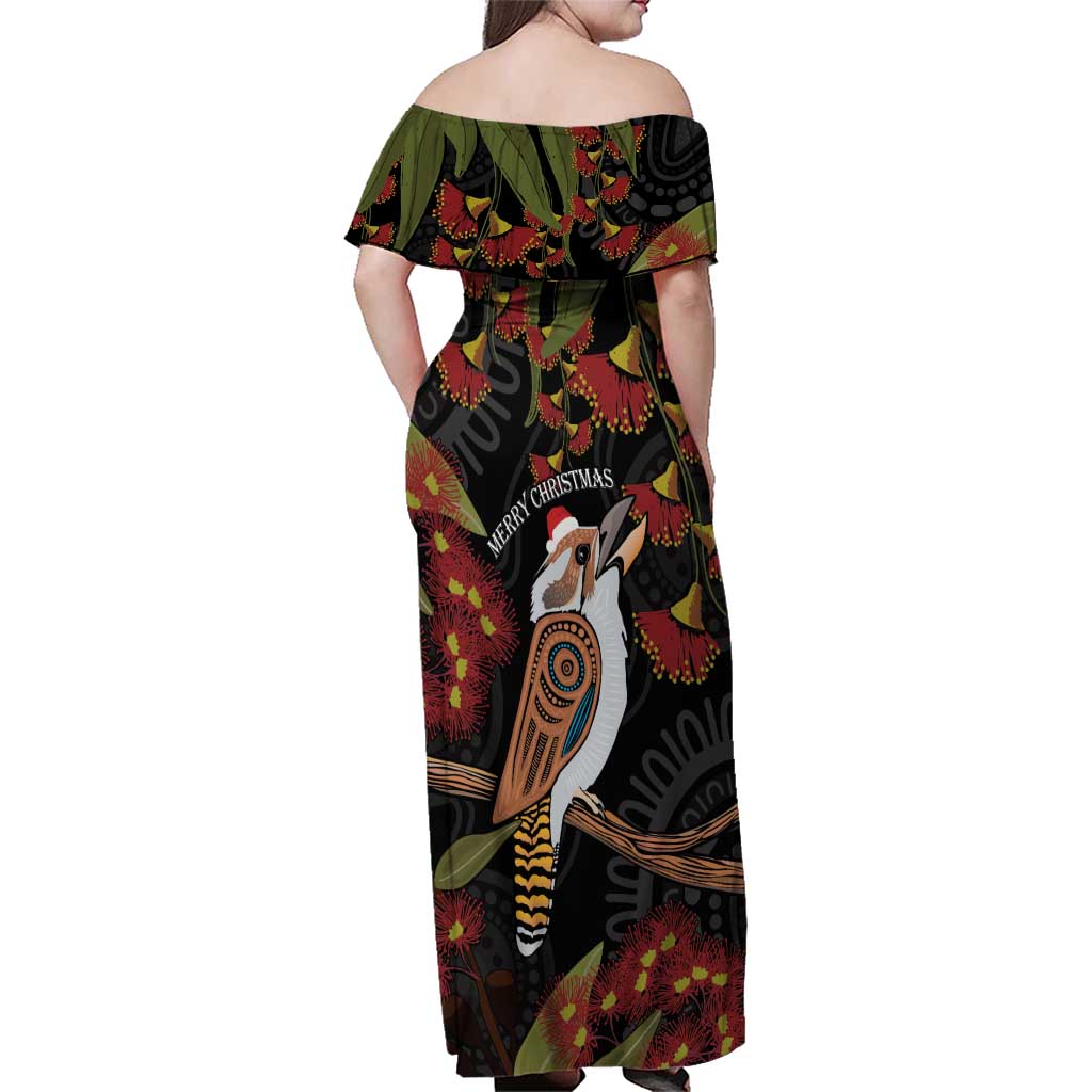 Australia Indigenous Christmas Family Matching Off Shoulder Maxi Dress and Hawaiian Shirt Kookaburra Aboriginal