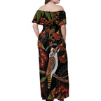 Australia Indigenous Christmas Family Matching Off Shoulder Maxi Dress and Hawaiian Shirt Kookaburra Aboriginal