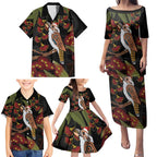 Australia Indigenous Christmas Family Matching Puletasi and Hawaiian Shirt Kookaburra Aboriginal