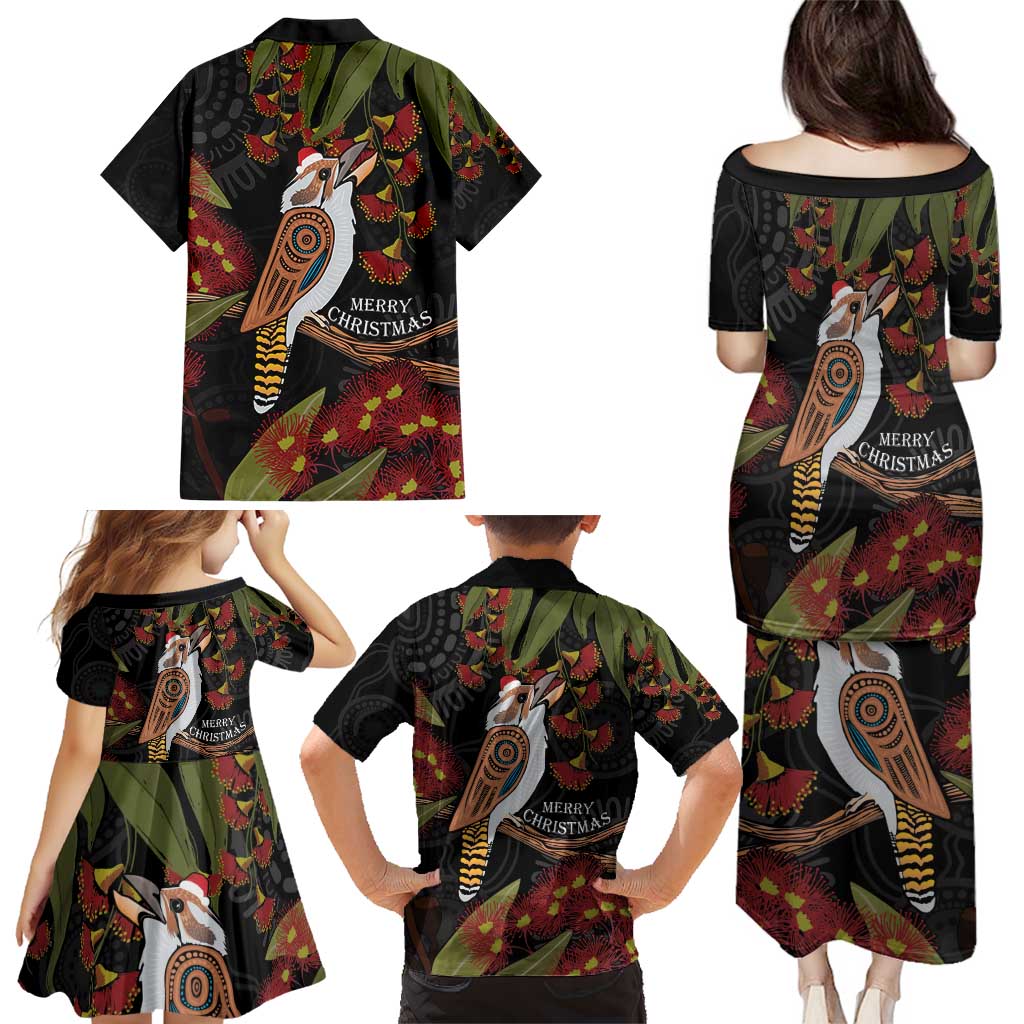 Australia Indigenous Christmas Family Matching Puletasi and Hawaiian Shirt Kookaburra Aboriginal