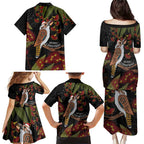 Australia Indigenous Christmas Family Matching Puletasi and Hawaiian Shirt Kookaburra Aboriginal