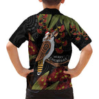 Australia Indigenous Christmas Family Matching Short Sleeve Bodycon Dress and Hawaiian Shirt Kookaburra Aboriginal