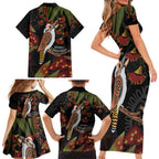 Australia Indigenous Christmas Family Matching Short Sleeve Bodycon Dress and Hawaiian Shirt Kookaburra Aboriginal