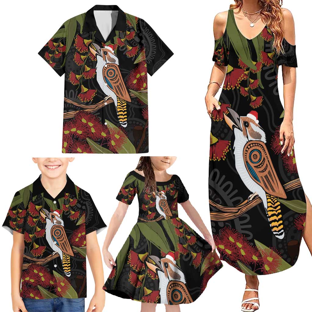Australia Indigenous Christmas Family Matching Summer Maxi Dress and Hawaiian Shirt Kookaburra Aboriginal