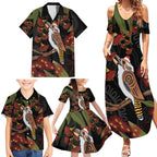 Australia Indigenous Christmas Family Matching Summer Maxi Dress and Hawaiian Shirt Kookaburra Aboriginal
