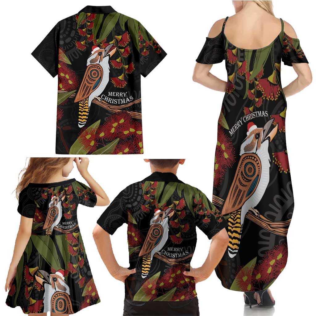 Australia Indigenous Christmas Family Matching Summer Maxi Dress and Hawaiian Shirt Kookaburra Aboriginal
