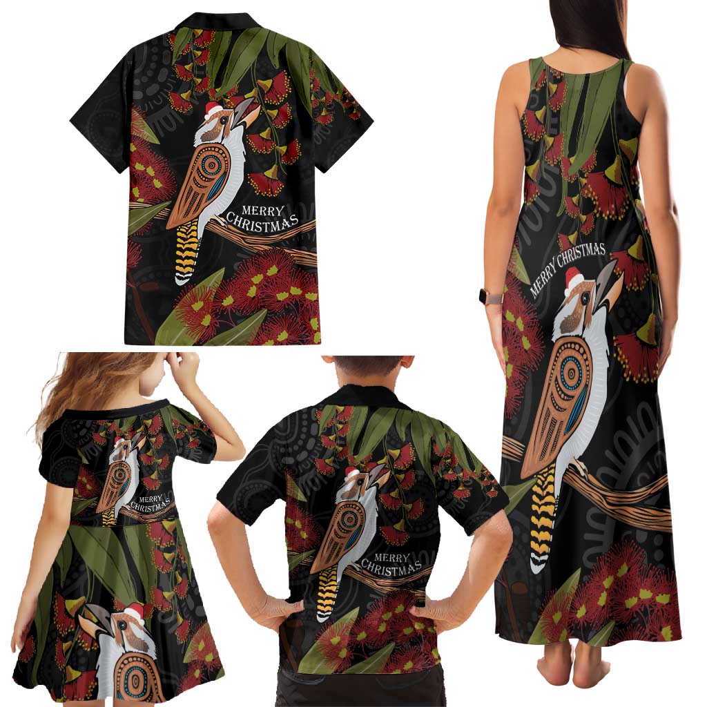 Australia Indigenous Christmas Family Matching Tank Maxi Dress and Hawaiian Shirt Kookaburra Aboriginal