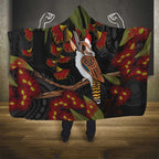 Australia Indigenous Christmas Hooded Blanket Kookaburra Aboriginal