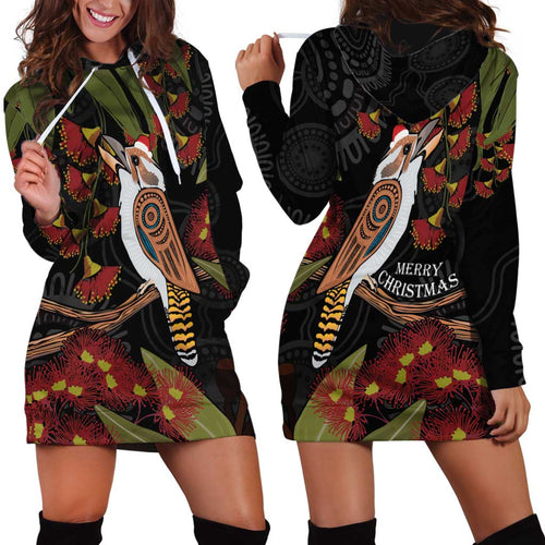 Australia Indigenous Christmas Hoodie Dress Kookaburra Aboriginal