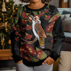 Australia Indigenous Christmas Kid Ugly Christmas Sweater Kookaburra Aboriginal