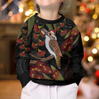 Australia Indigenous Christmas Kid Ugly Christmas Sweater Kookaburra Aboriginal