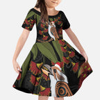 Australia Indigenous Christmas Kid Short Sleeve Dress Kookaburra Aboriginal
