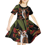 Australia Indigenous Christmas Kid Short Sleeve Dress Kookaburra Aboriginal