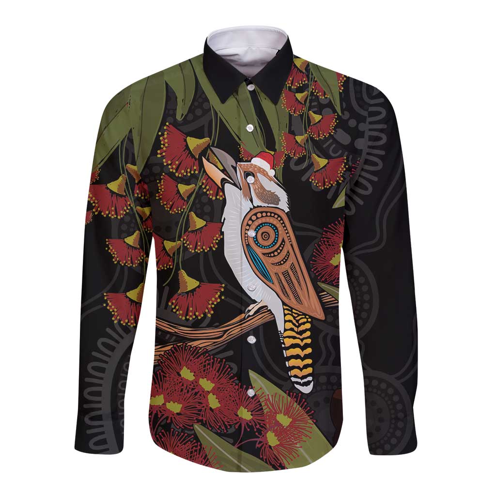 Australia Indigenous Christmas Long Sleeve Button Shirt Kookaburra Aboriginal