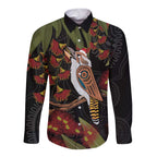 Australia Indigenous Christmas Long Sleeve Button Shirt Kookaburra Aboriginal