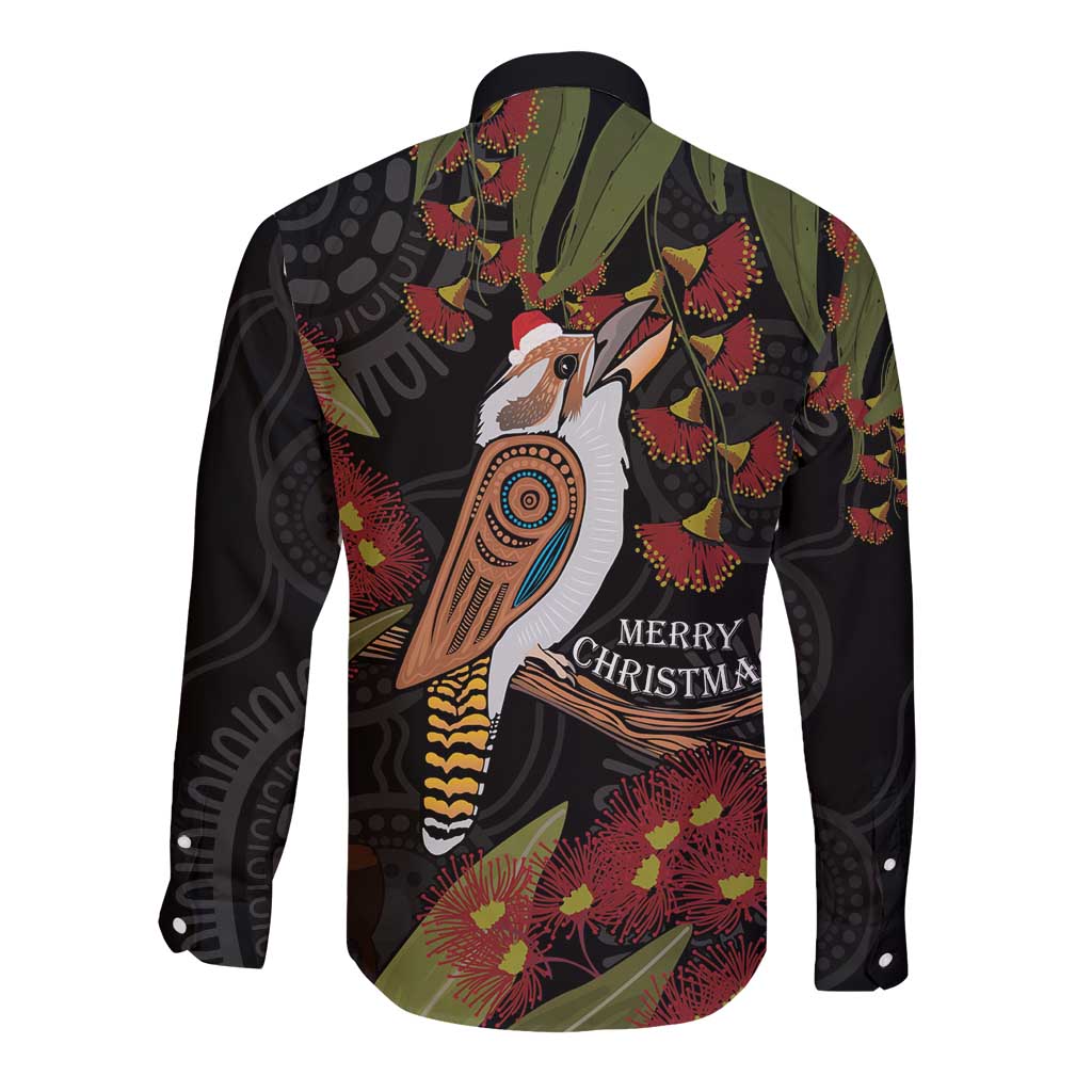 Australia Indigenous Christmas Long Sleeve Button Shirt Kookaburra Aboriginal