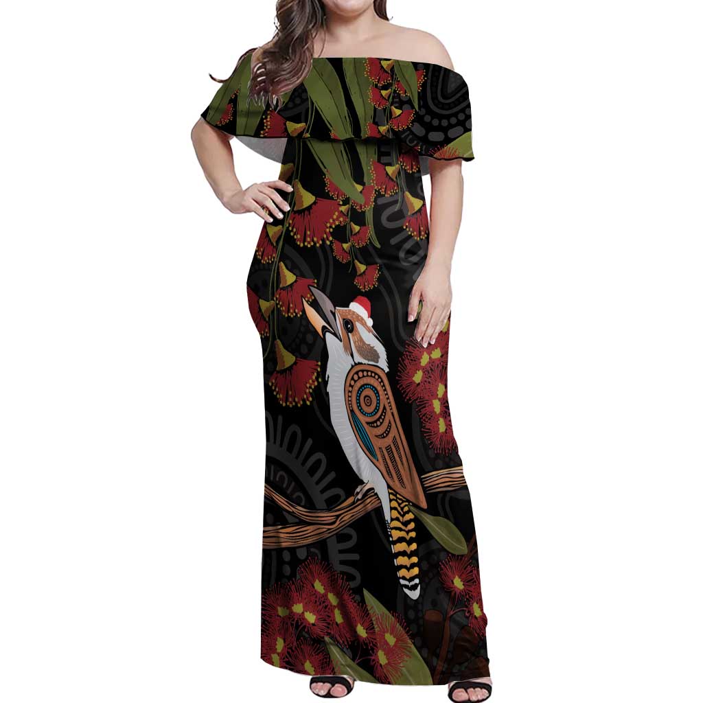 Australia Indigenous Christmas Off Shoulder Maxi Dress Kookaburra Aboriginal