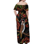 Australia Indigenous Christmas Off Shoulder Maxi Dress Kookaburra Aboriginal