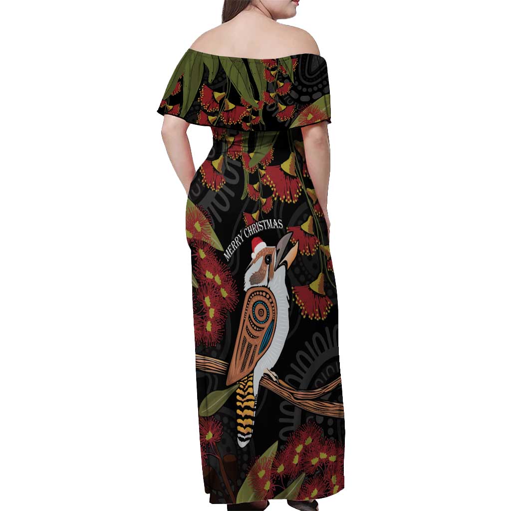Australia Indigenous Christmas Off Shoulder Maxi Dress Kookaburra Aboriginal