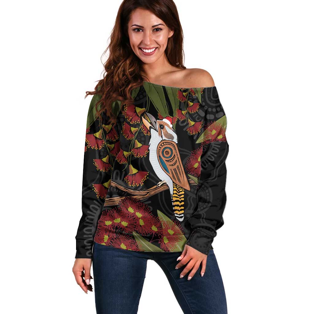 Australia Indigenous Christmas Off Shoulder Sweater Kookaburra Aboriginal