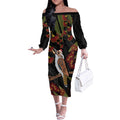 Australia Indigenous Christmas Off The Shoulder Long Sleeve Dress Kookaburra Aboriginal