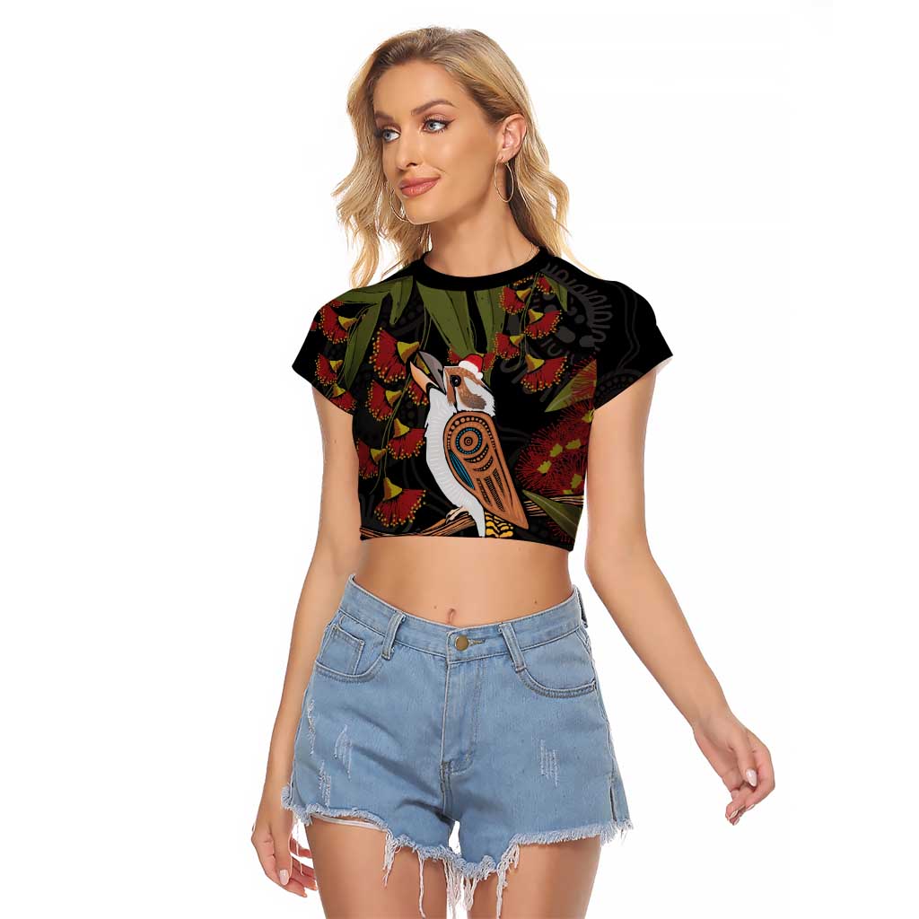 Australia Indigenous Christmas Raglan Cropped T Shirt Kookaburra Aboriginal