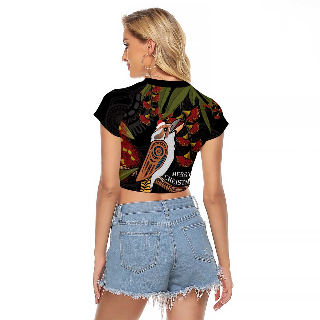 Australia Indigenous Christmas Raglan Cropped T Shirt Kookaburra Aboriginal