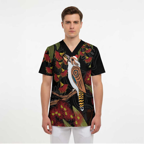 Australia Indigenous Christmas Scrub Top Kookaburra Aboriginal - Aussie Hoodie
