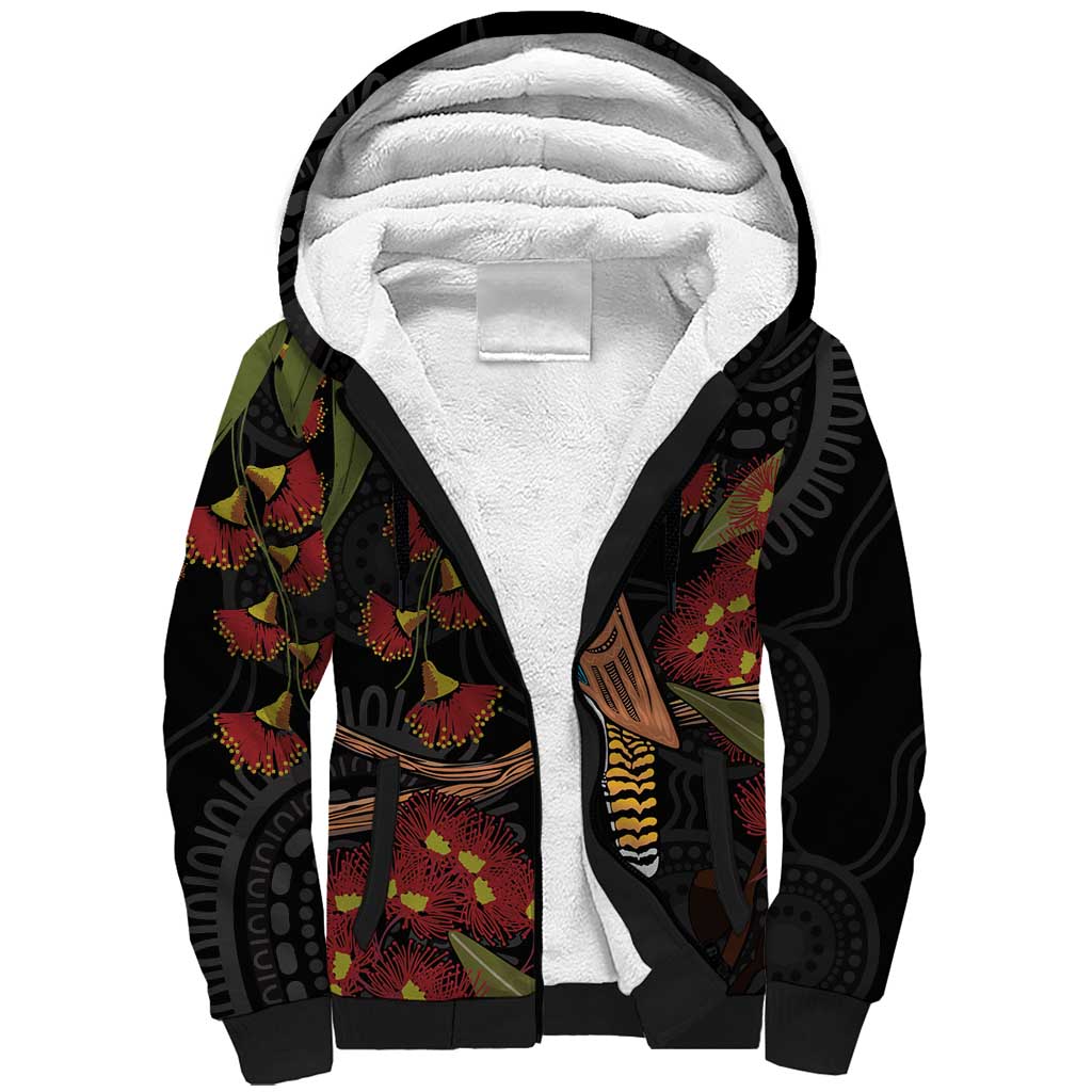 Australia Indigenous Christmas Sherpa Hoodie Kookaburra Aboriginal