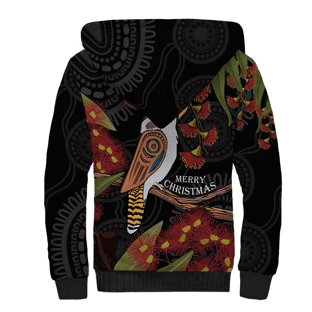 Australia Indigenous Christmas Sherpa Hoodie Kookaburra Aboriginal