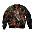 Australia Indigenous Christmas Sleeve Zip Bomber Jacket Kookaburra Aboriginal