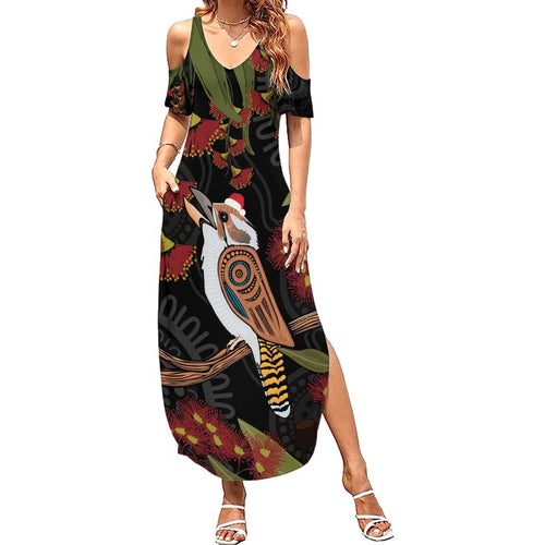 Australia Indigenous Christmas Summer Maxi Dress Kookaburra Aboriginal