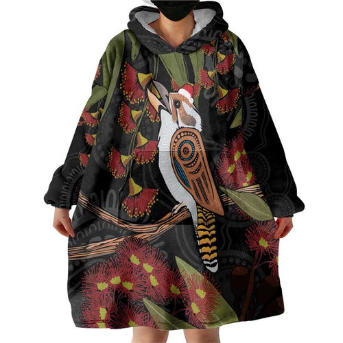 Australia Indigenous Christmas Wearable Blanket Hoodie Kookaburra Aboriginal