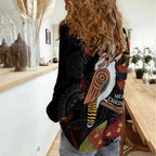 Australia Indigenous Christmas Women Casual Shirt Kookaburra Aboriginal
