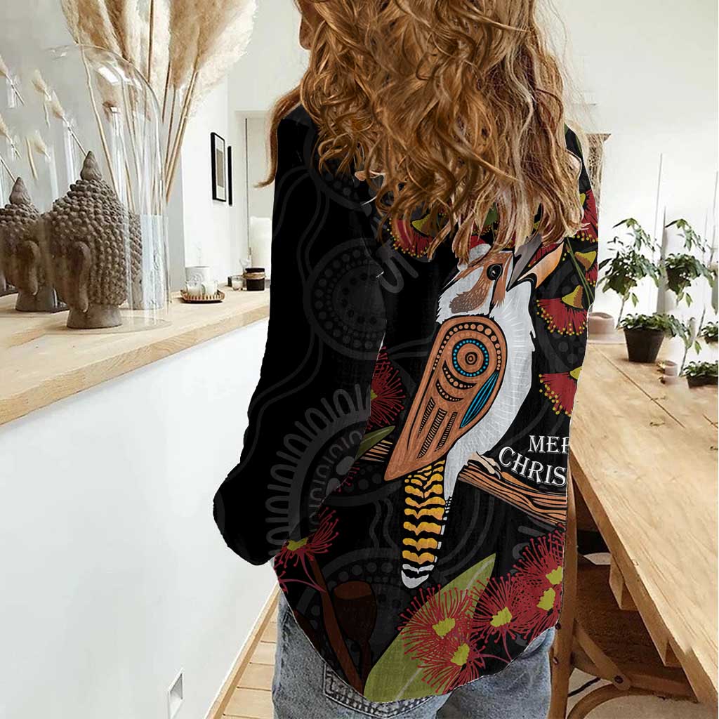 Australia Indigenous Christmas Women Casual Shirt Kookaburra Aboriginal