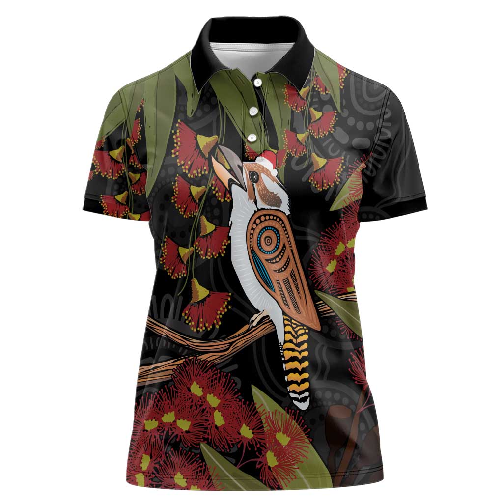 Australia Indigenous Christmas Women Polo Shirt Kookaburra Aboriginal