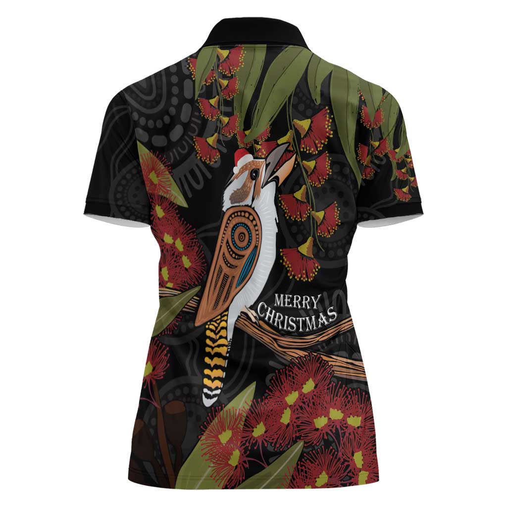 Australia Indigenous Christmas Women Polo Shirt Kookaburra Aboriginal