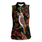 Australia Indigenous Christmas Women Sleeveless Polo Shirt Kookaburra Aboriginal