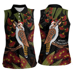 Australia Indigenous Christmas Women Sleeveless Polo Shirt Kookaburra Aboriginal