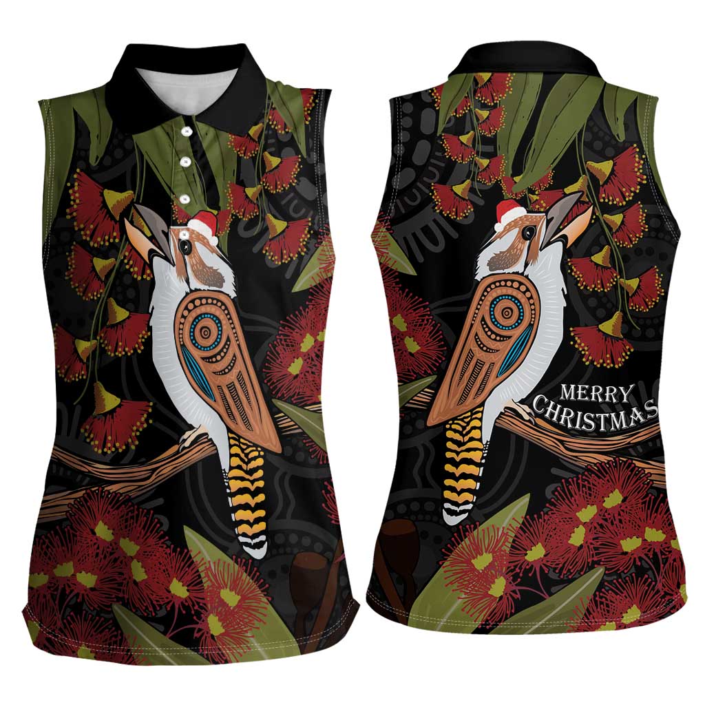 Australia Indigenous Christmas Women Sleeveless Polo Shirt Kookaburra Aboriginal