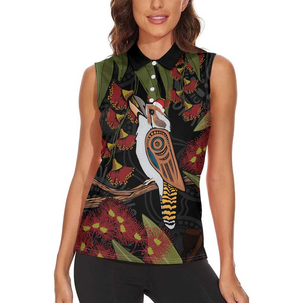Australia Indigenous Christmas Women Sleeveless Polo Shirt Kookaburra Aboriginal