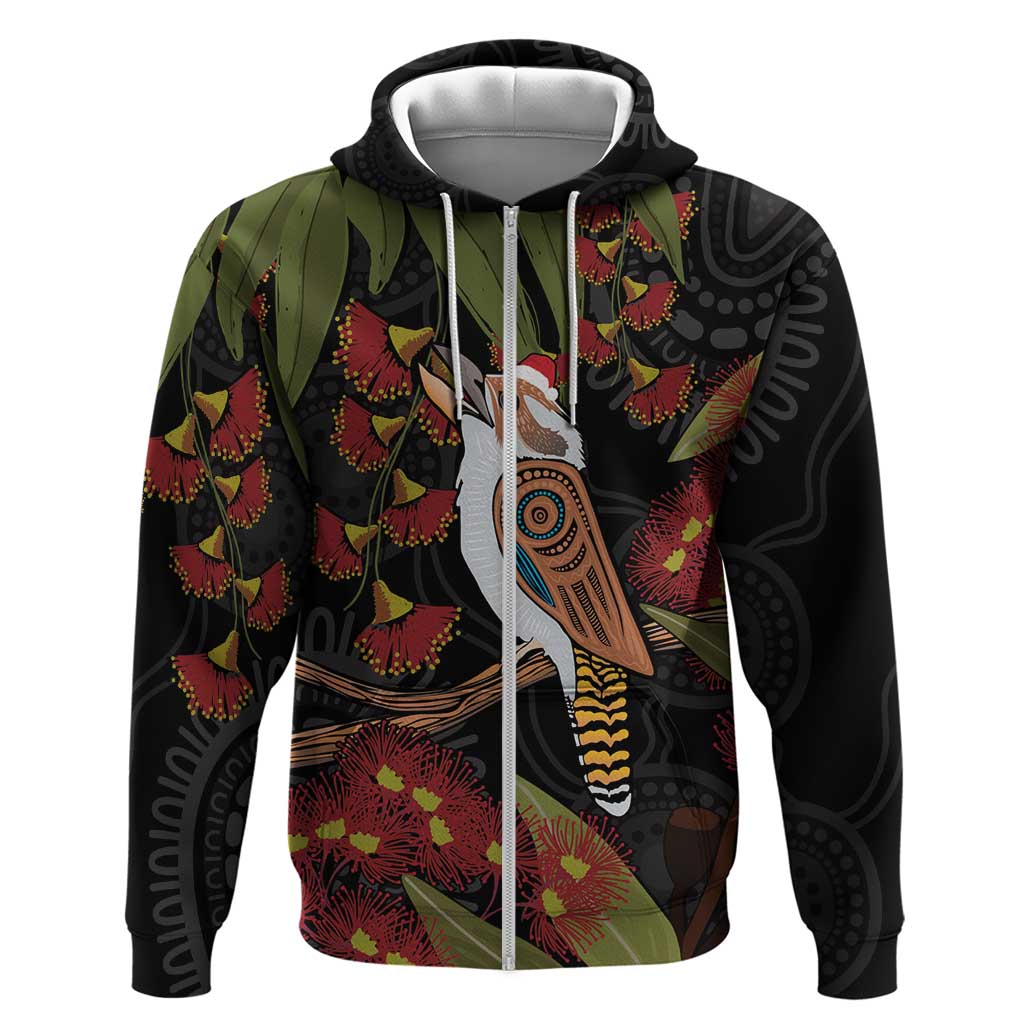 Australia Indigenous Christmas Zip Hoodie Kookaburra Aboriginal