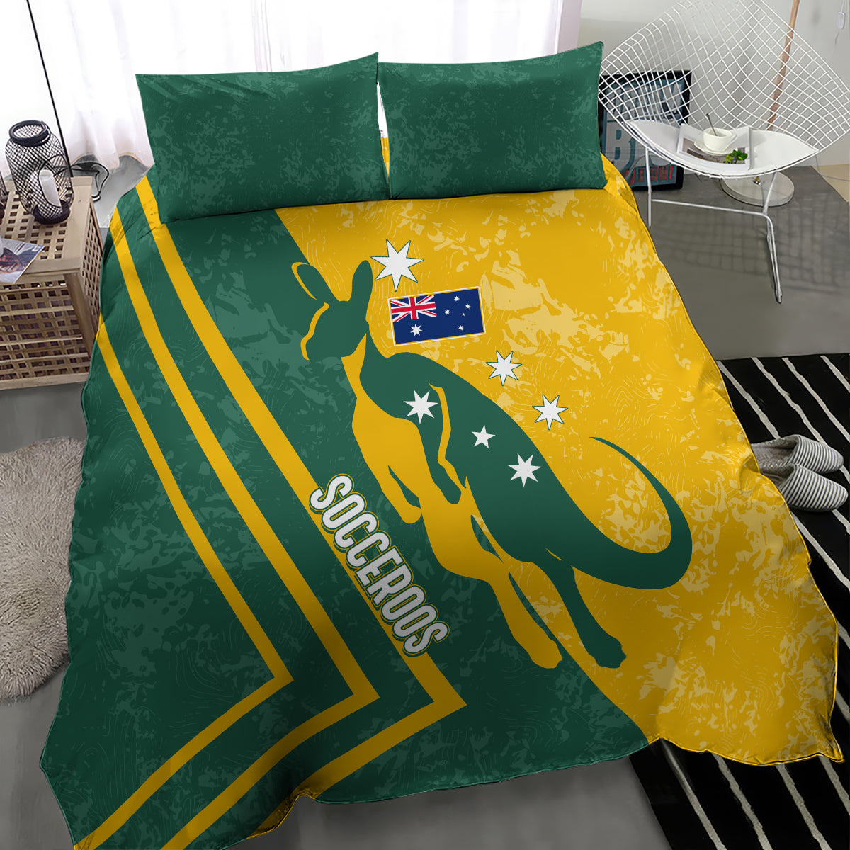 personalised-australia-soccer-bedding-set-green-gold-go-socceroos