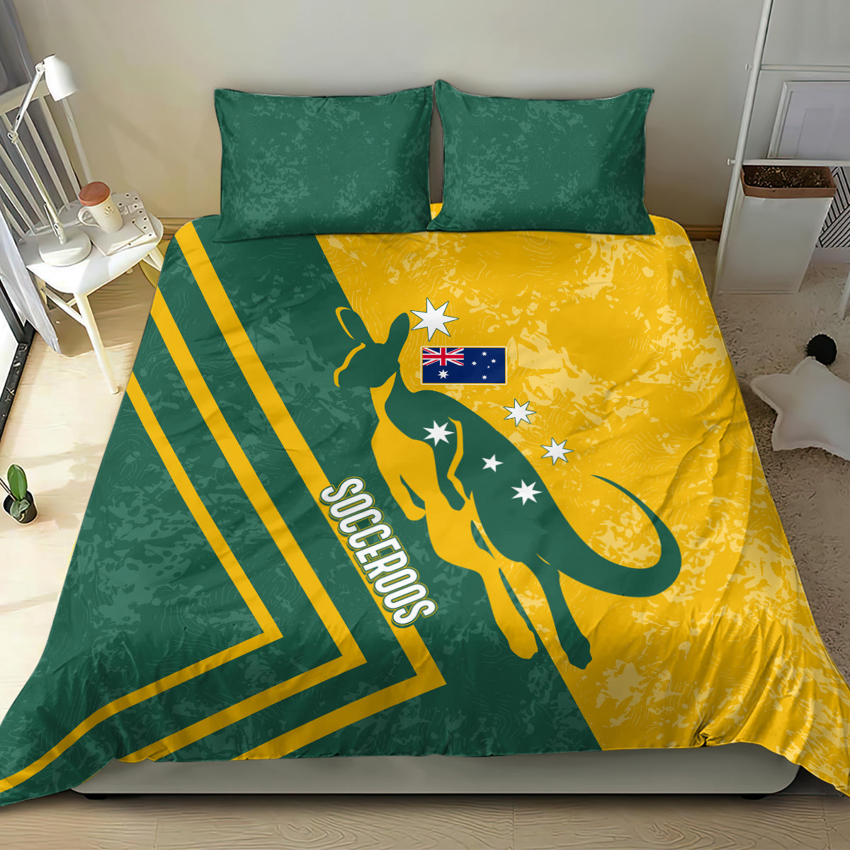 personalised-australia-soccer-bedding-set-green-gold-go-socceroos