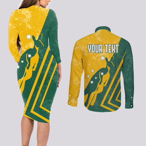 personalised-australia-soccer-couples-matching-long-sleeve-bodycon-dress-and-long-sleeve-button-shirt-green-gold-go-socceroos