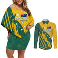 personalised-australia-soccer-couples-matching-off-shoulder-short-dress-and-long-sleeve-button-shirt-green-gold-go-socceroos