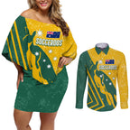 personalised-australia-soccer-couples-matching-off-shoulder-short-dress-and-long-sleeve-button-shirt-green-gold-go-socceroos